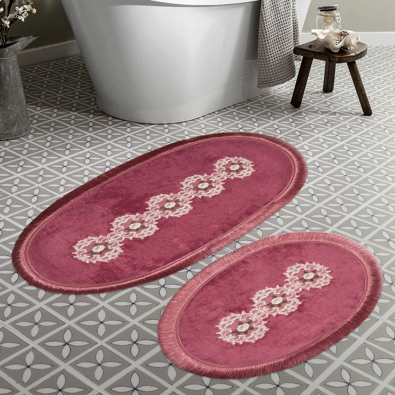 Set covorase de baie, L'essentiel Maison, Aln_E4_806, Fucsia - imagine 5